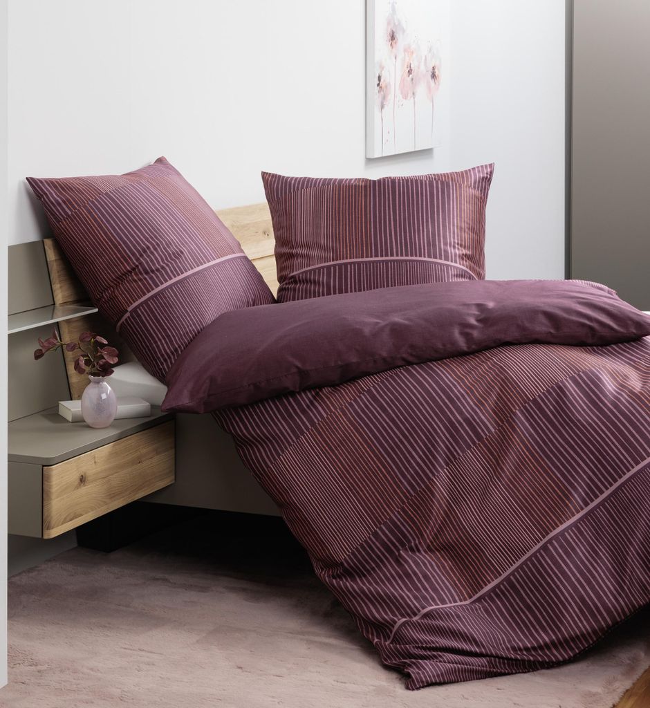 Janine Design Mako-Satin-Bettwäsche-Garnitur moments 98125 Farbe beere orange Größe 155x200+80x80