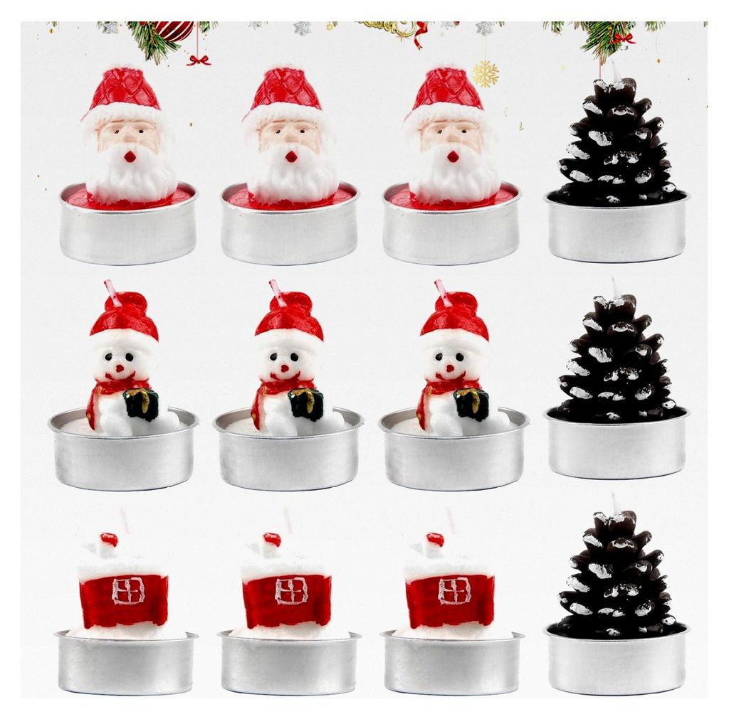 Weihnachtskerzen 12 Stück Mini Teelichter für Weihnachtsbaumdekoration