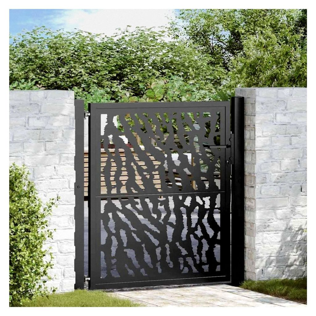 Gartentor Schwarz 105x105 cm Stahl Spurendesign