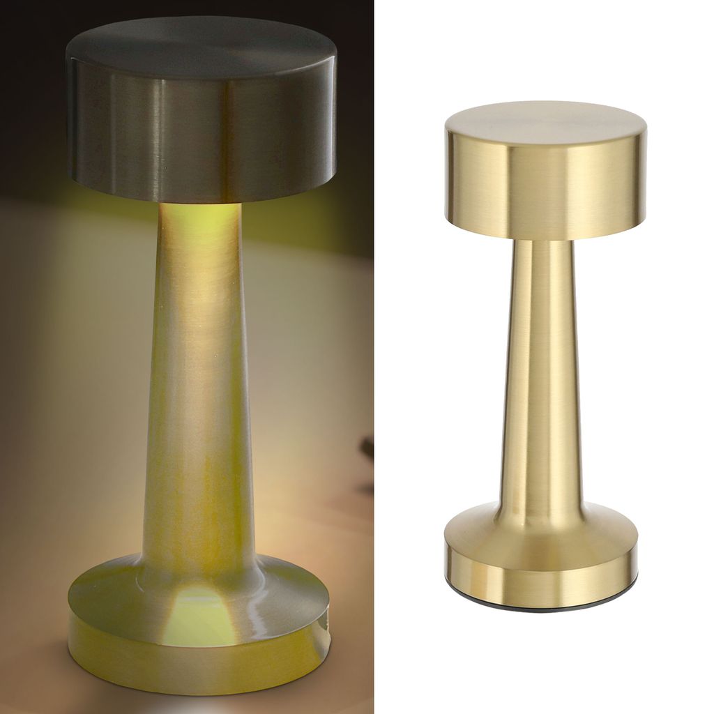 LED Tischleuchte gold Eisen 9x21cm Touchfunktion 3 Weißtöne USB Kabel dimmbar Dekolampe Tischbeleuchtung