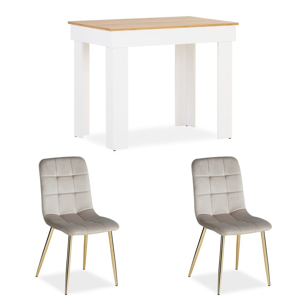 Table 90x60 cm en Bois Chêne Blanc Group Salle à Manger 2 Image du produit 