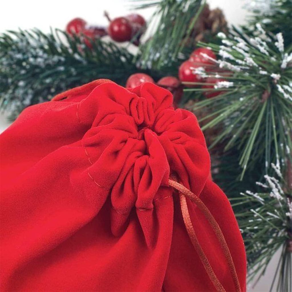 2 Stück große Weihnachtsgeschenktaschen mit Kordelzug für Kinder - personalisiert - Weihnachtsmann und Rentier - wiederverwendbare Geschenktasch...