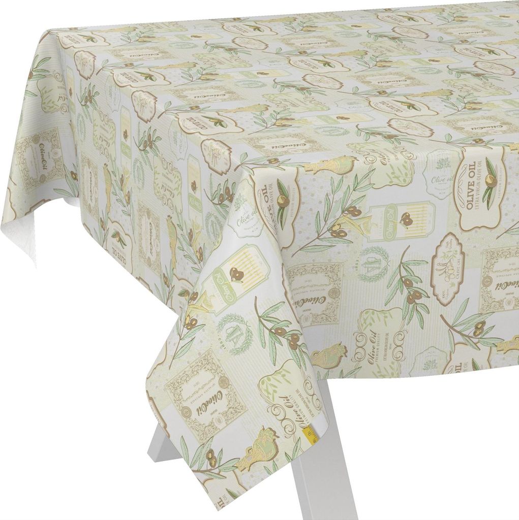 Tischdecke Landhaus Oliven Pastelgrün 200x140cm Schnittkante Wachstuch abwaschbar