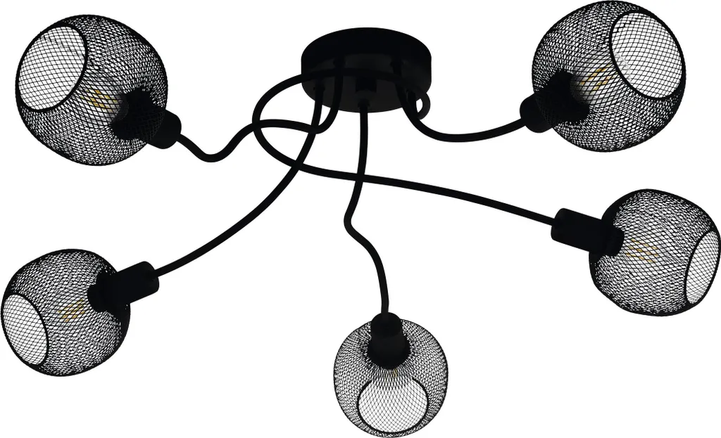 Luminaire Plafonnier 5 Lumières Noir pour Salon et Salle à Manger Chic
