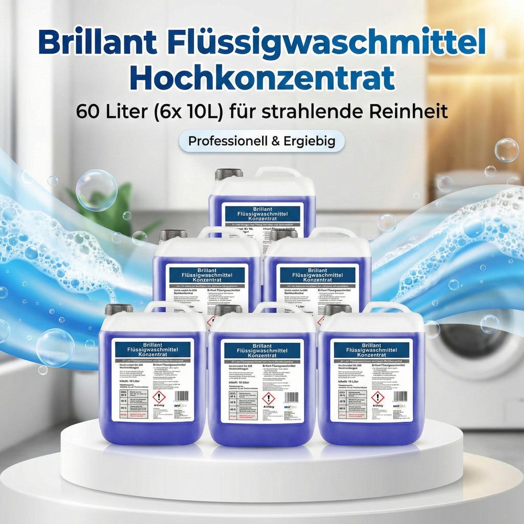 60 Liter ( 6 x 10 Liter ) Brillant Flüssigwaschmittel-Gel hoch konzentriert