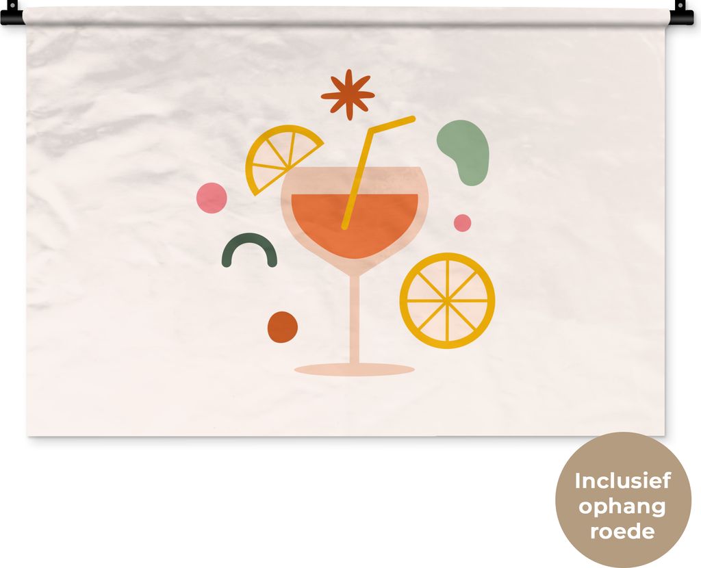 MuchoWow Wandteppich Wandbehang Cocktail - Abstrakt - Sommer 90x60 cm Tapisserie Dekoration Wandtuch - Wandskulpturen - Bildteppich