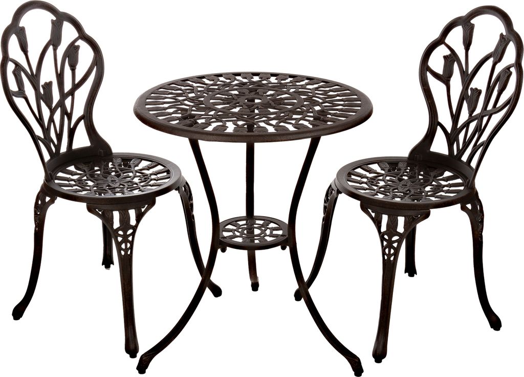 Tisch Set 15240C1547 stabiles Gartenmöbel Set Balkonset Bistroset Alu - Guss, Farbe:Bistroset 551 Bronze