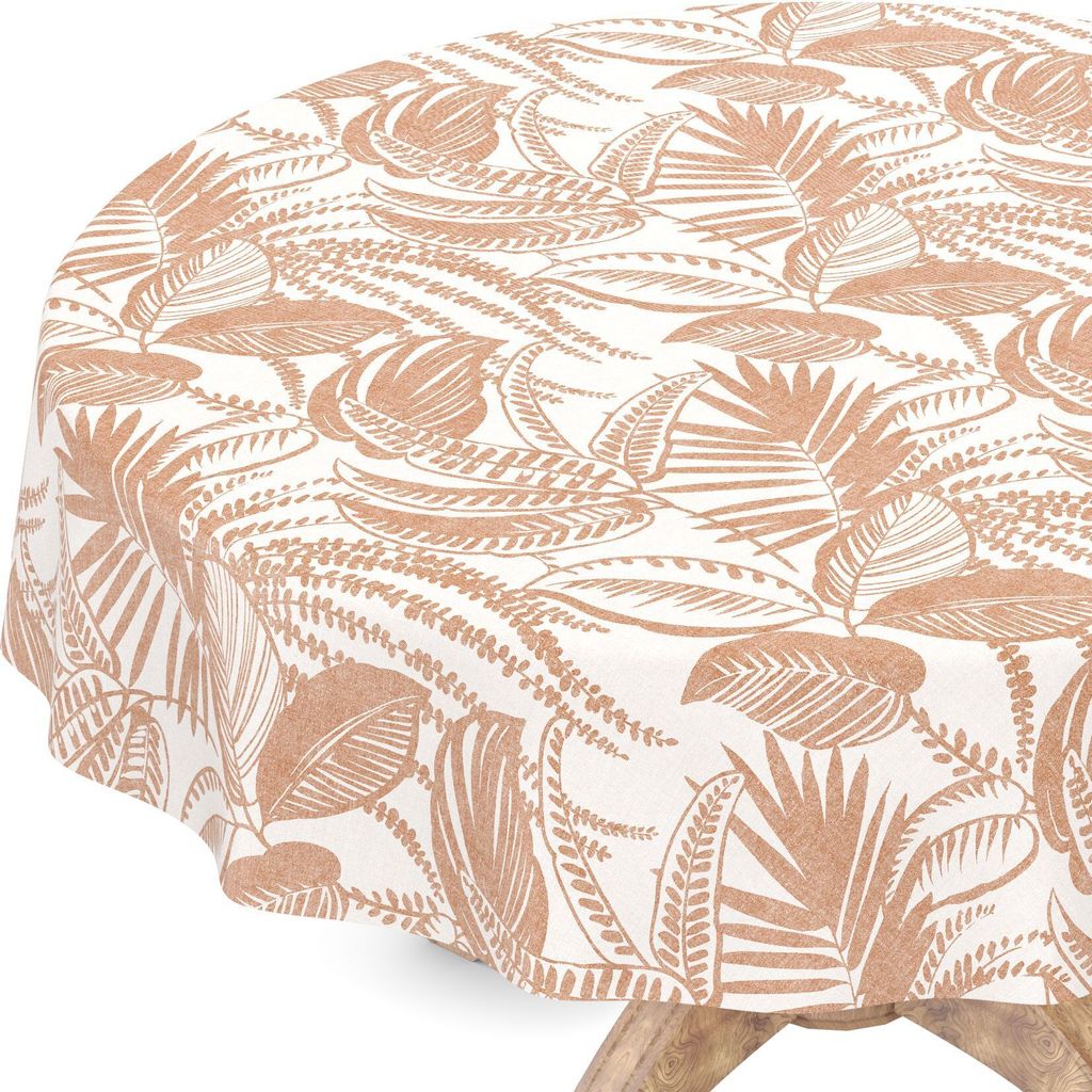 Tischdecke Wachstuch Ornamente Beige Robust Wasserabweisend Rund 120 cm