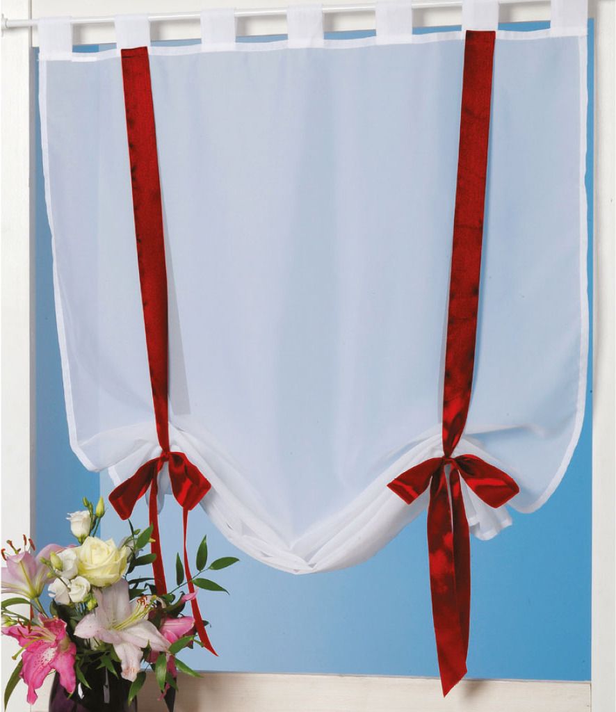 Raffgardine mit Schlaufen, Größe: 80x160cm, Farbe: Rot Produktbild 