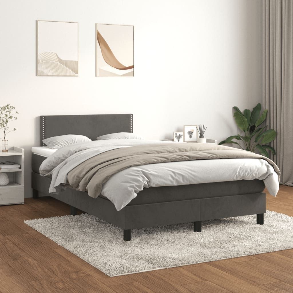 The Living Store Boxspringbett mit Matratze Dunkelgrau 120x200 cm Samt