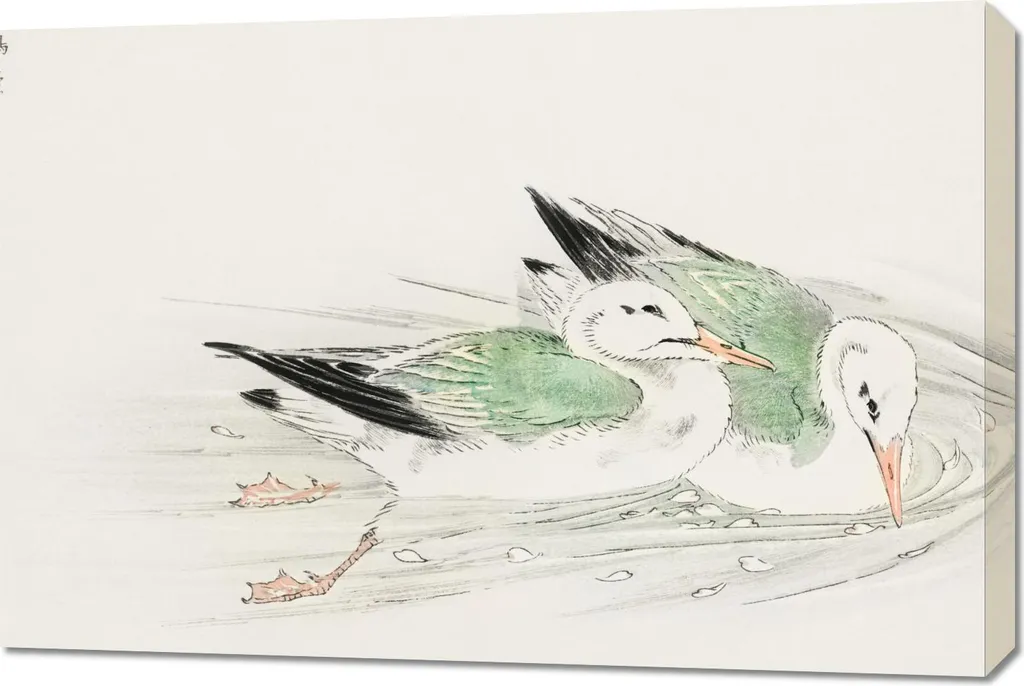 Quadro 90x60 cm Gull, Kashu Giapponese Vintage per il soggiorno