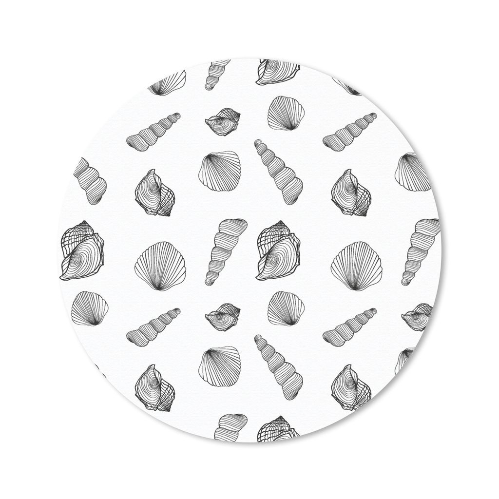 MuchoWow Mauspad Mousepad Muschel - Schwarz und Weiß - Design 30x30 cm - Mousepads - Maus Mat - Pad - Mausunterlage - Tischunterlage - Schreibti...