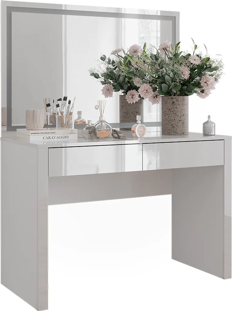 Coiffeuse avec Miroir LED Lumineux Vicco Annabelle Blanc Haute Brillance - 5