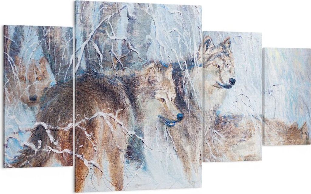 Bild auf Leinwand - Leinwandbild - Wolf Tier Wald - 160x90cm - Wand Bild - Wanddeko - Wandbilder - Leinwanddruck - Bilder - Kunstdruck - Wanddekora...