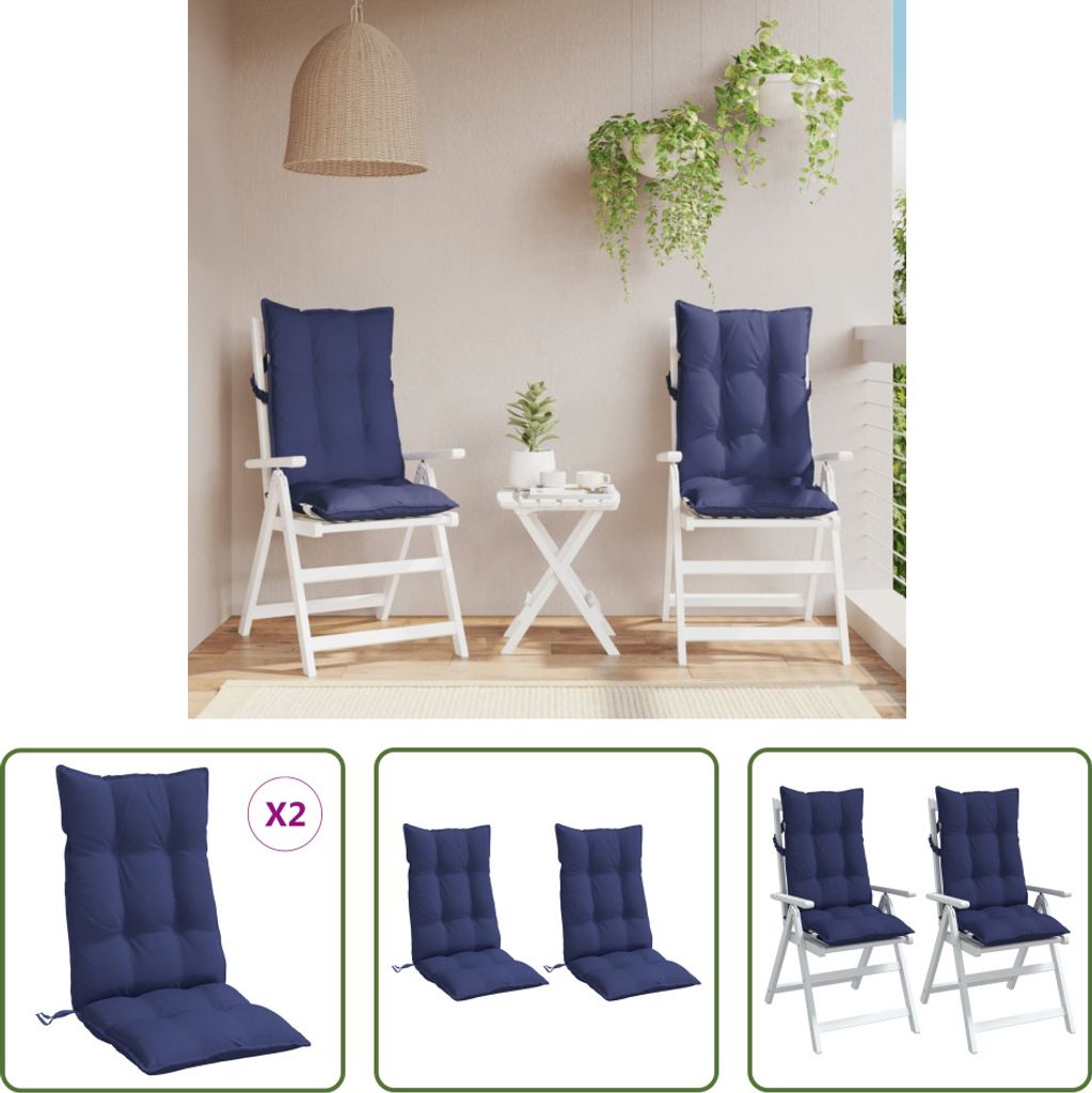 The Living Store Hochlehner-Auflagen 2 Stk. Marineblau Oxford-Gewebe