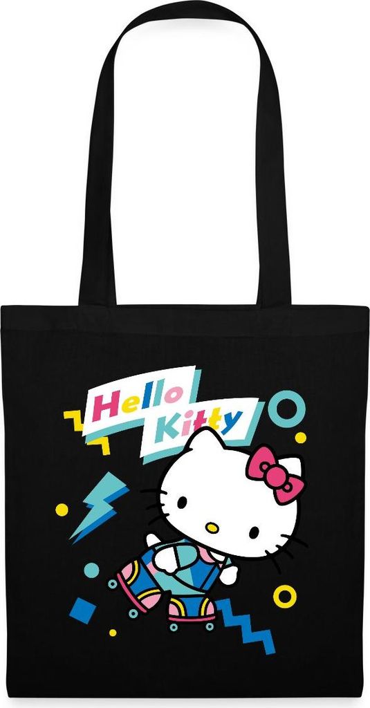 Spreadshirt Hello Kitty 90er Stil Mit Rollschuhen Stoffbeutel, One size, Schwarz