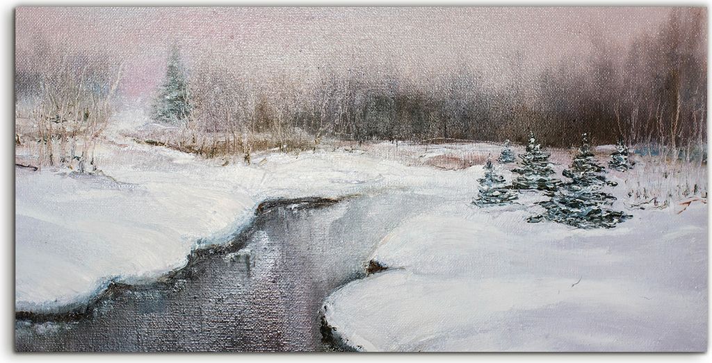 Coloray Canvas 120x60 Wandbild Leinwand Bilder Kunst Textur Malerei Winter Landschaft