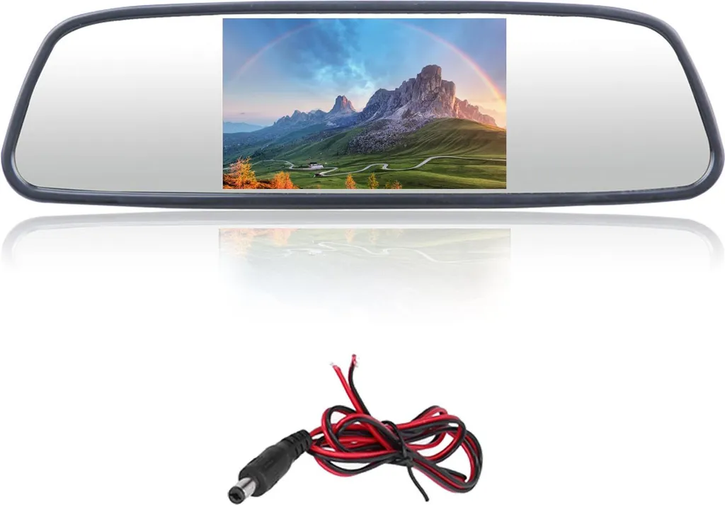 Moniteur rétroviseur double entrée vidéo 5" ABS universel noir