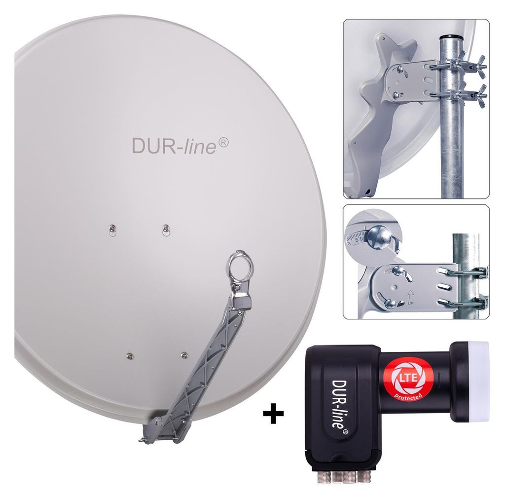 DUR-line Select 75/80cm Komplettanlage hellgrau + Quad LNB Produktbild 