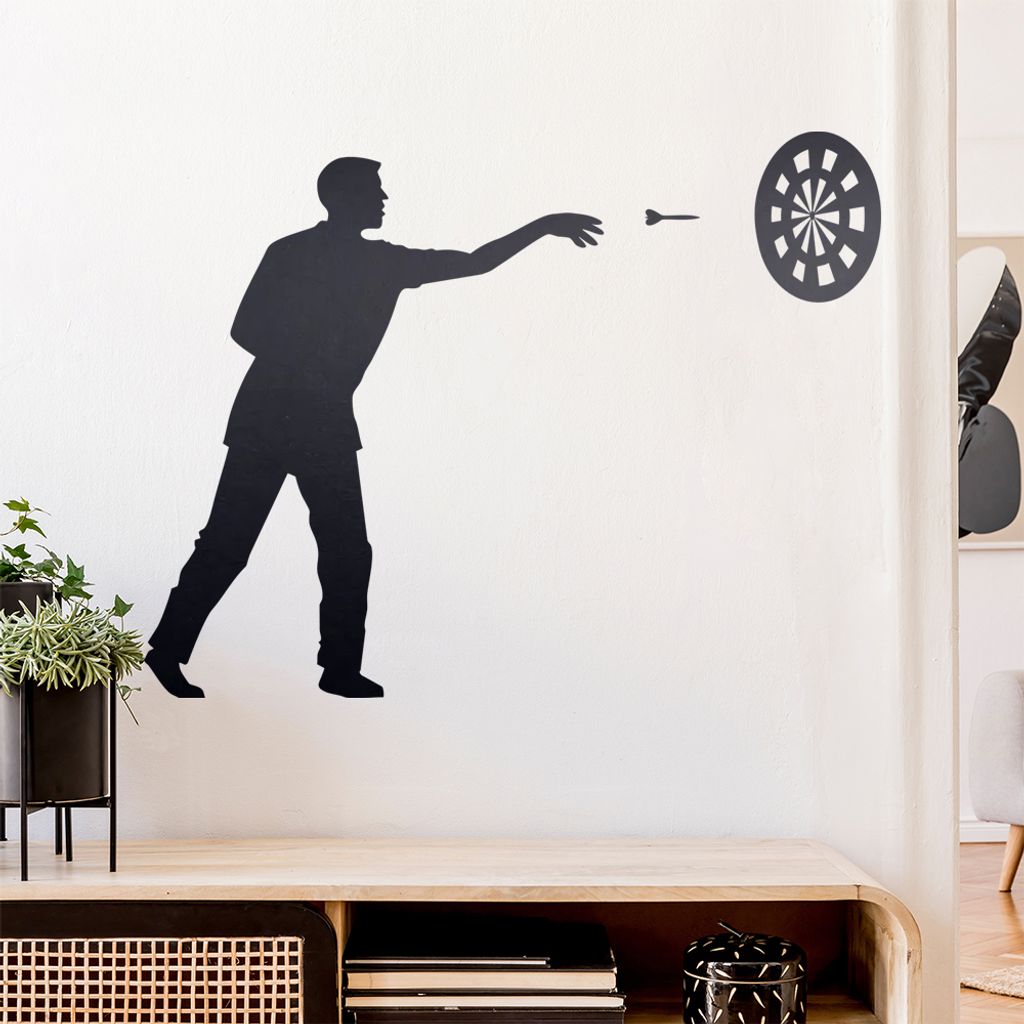 Darts Bullseye Spieler Figur Wandtattoo Wandaufkleber Wall Sticker - Dekoration, Küche, Wohnzimmer, Schlafzimmer, Badezimmer
