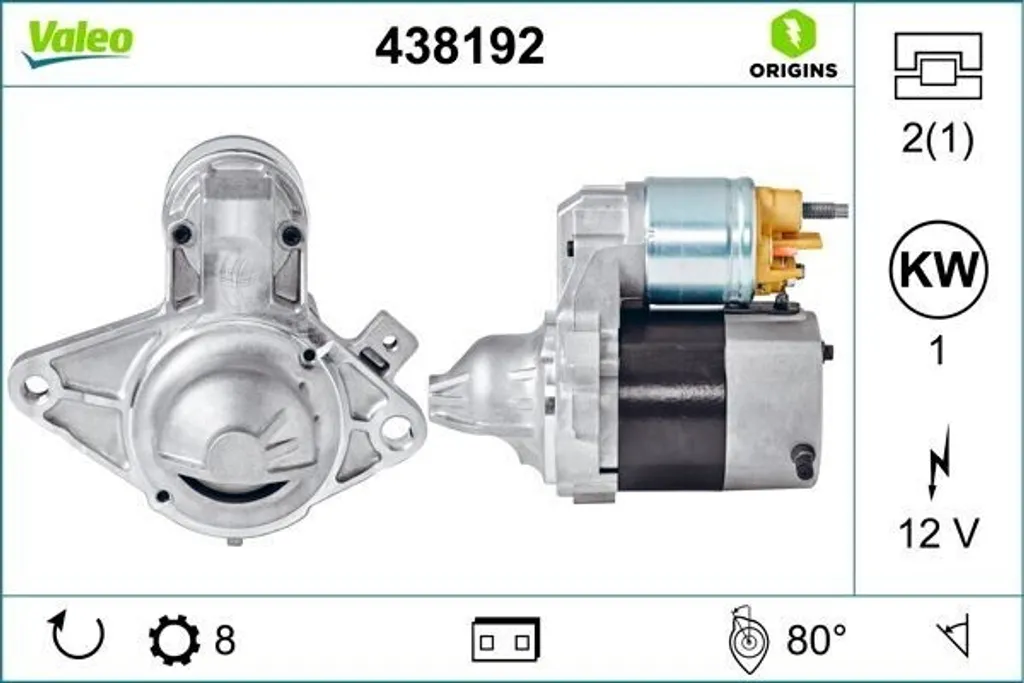 Démarreur Valeo 438192 pour Citroën C1 et Toyota Aygo - OE 5802 AL