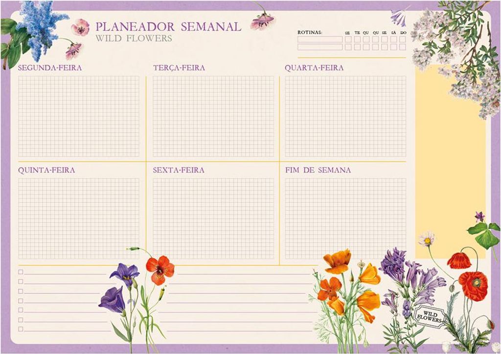 a3 botanical Wochenplaner Block wild flowers portugues kokonote