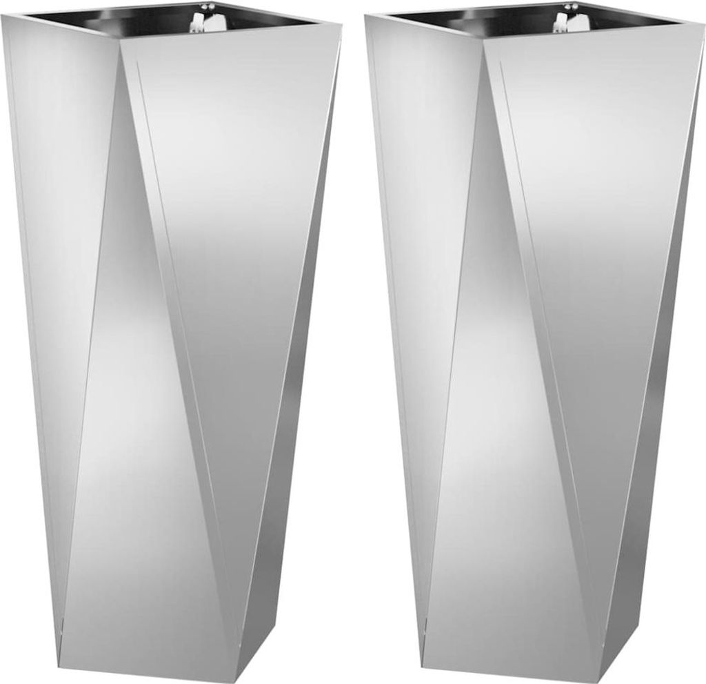 Pflanzkübel 2 pcs Silber 30 x 30 x 75 cm Verzinkter Stahl