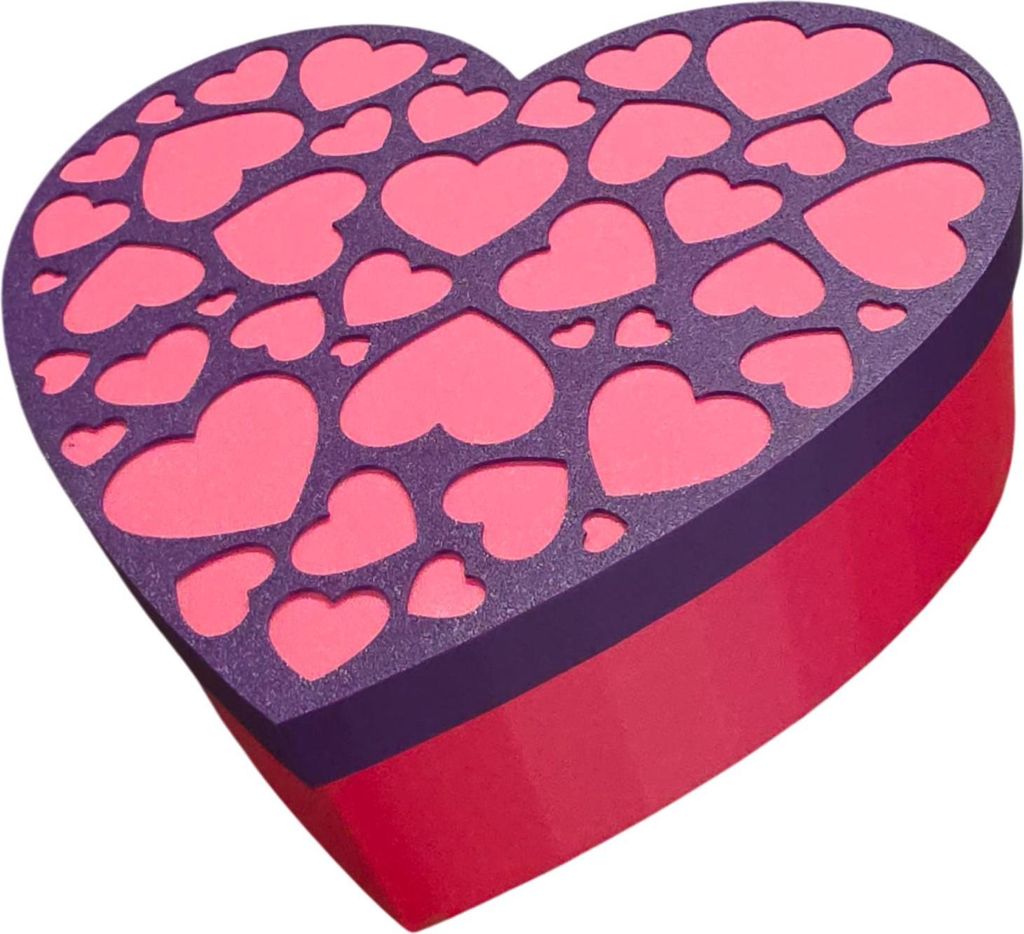 Geschenkbox Herz mit Deckel ca. 20cm groß Rot Violett Pink