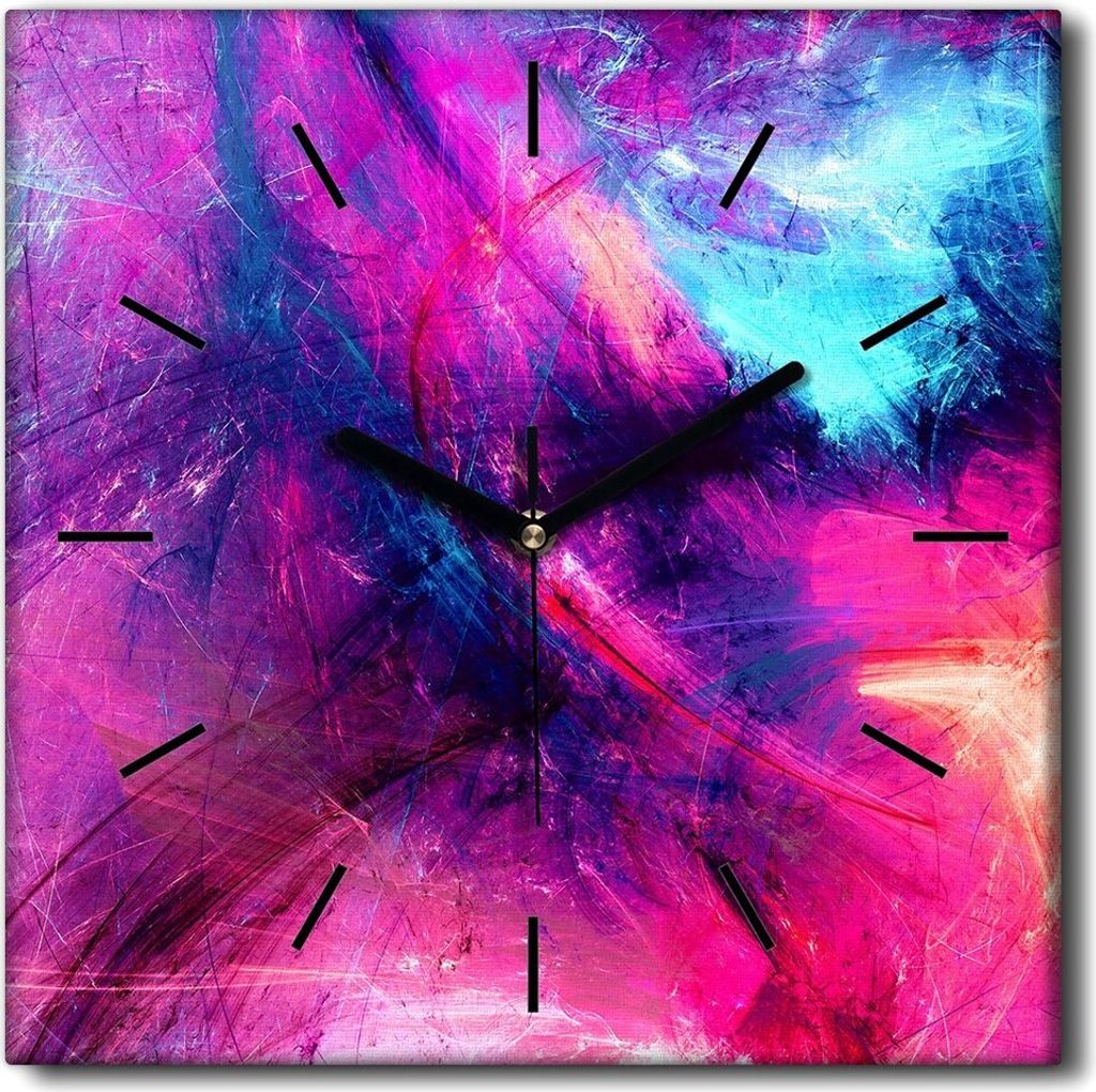 Coloray Uhr auf Leinwand 30x30 cm Wand Uhr Dekoration Wohnzimmer Segeltuch schwarze Hände -Kunstmuster