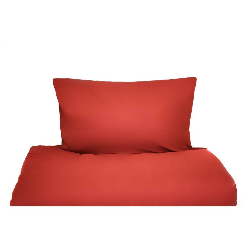 Einfarbige Bettwäschen-Sets für Einzel- und Doppelbetten, 100% Baumwolle Rot 155x220 cm
