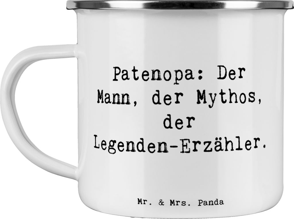 Mr. & Mrs. Panda Reisebecher Spruch Patenopa Legende - Weiß - Geschenk, Blechtasse, Wertschätzung, Patenschaft, Emaille Tasse, Pott, becher, Erin...
