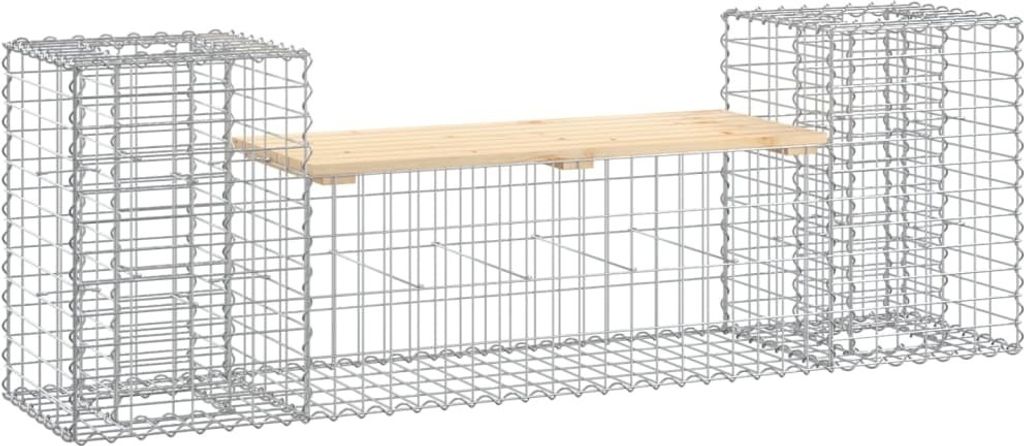 vidaXL Panchina da giardino Gabion 183x41x60,5 cm in legno Immagine del prodotto 