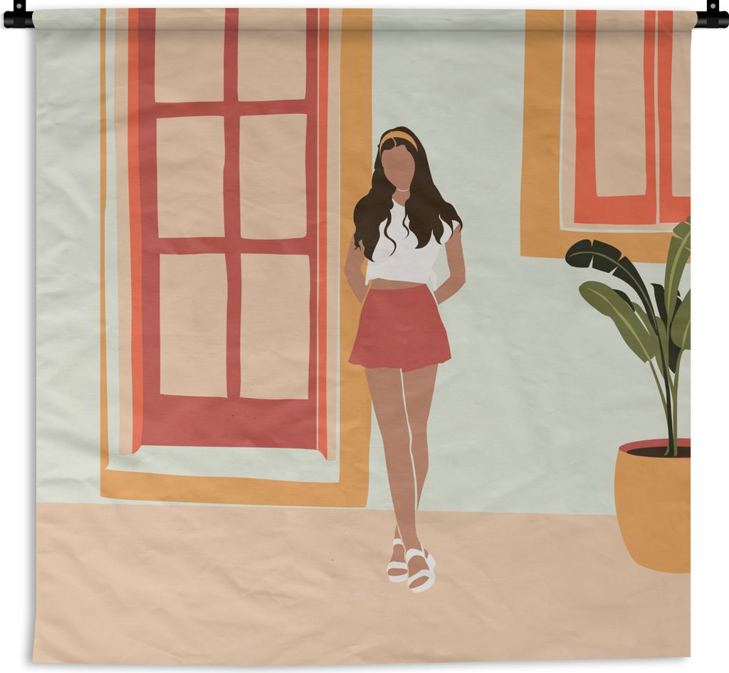 MuchoWow® Wandteppich Wandbehang Frau - Kleidung - Zuhause Produktbild 