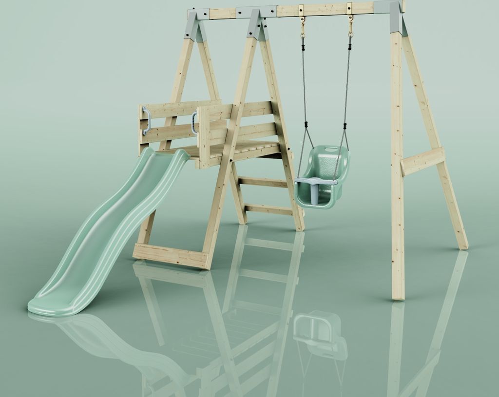 OutdoorToys Schaukel Rotfuchs aus Holz in Grün Mintgrün