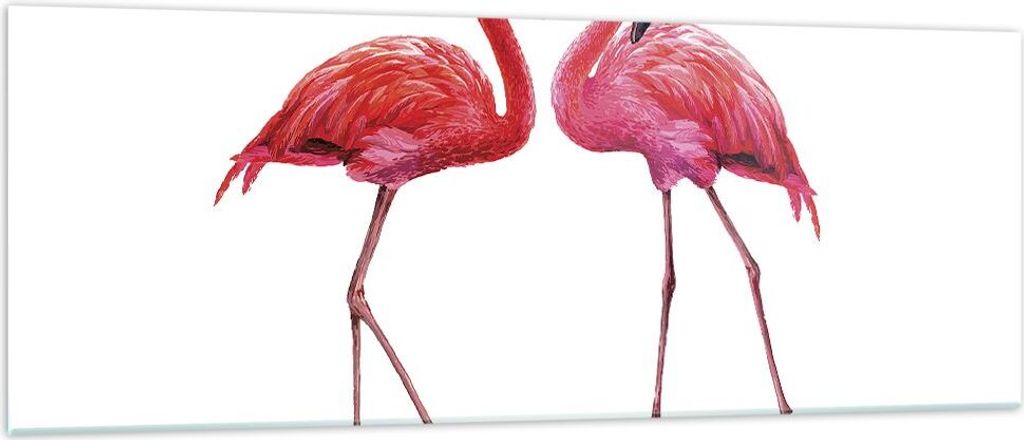 Bilder auf glas - Einteilig - Flamingos Rosa Paar - 140x50cm - Glasbilder - Wandbilder - Bilder - zum Aufhängen bereit - Wanddekoration aus Glas -...