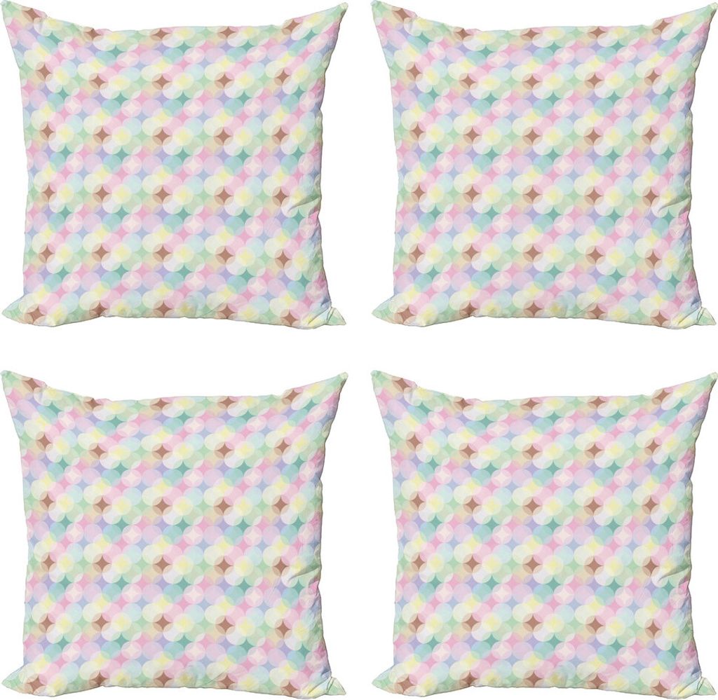 ABAKUHAUS Geometrischer Kreis Kissenbezug Set (4 Stück), Kreisformen, Moderner Doppelseitiger Digitaldruck, 50 cm x 50 cm, Mehrfarbig