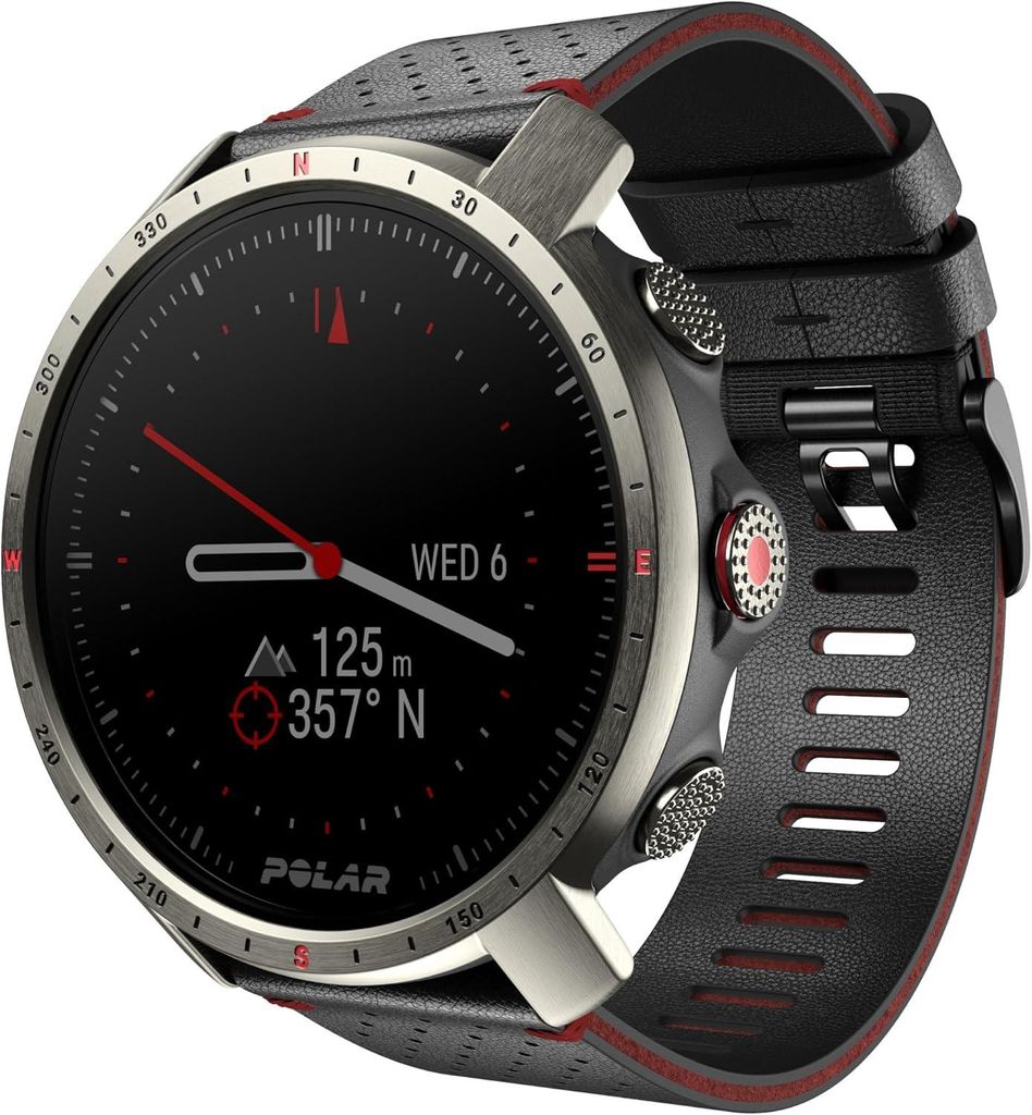 Polar Grit X Pro Titan Outdoor Multisportuhr GPS Premium Sportuhr Titan Gehäuse Herzfrequenzmessung Navigation 100m Wasserdicht Lange Akkulaufzeit