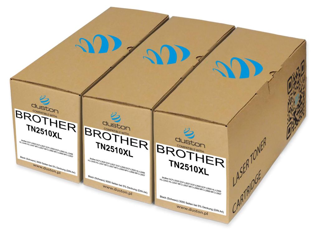 Duston 3x TN-2510XL kompatibel mit Brother DCP-L2620/L2627/L2660/L2665/HLL2400/HLL2445/HLL2447/MFC-L2827/L2860/L2800