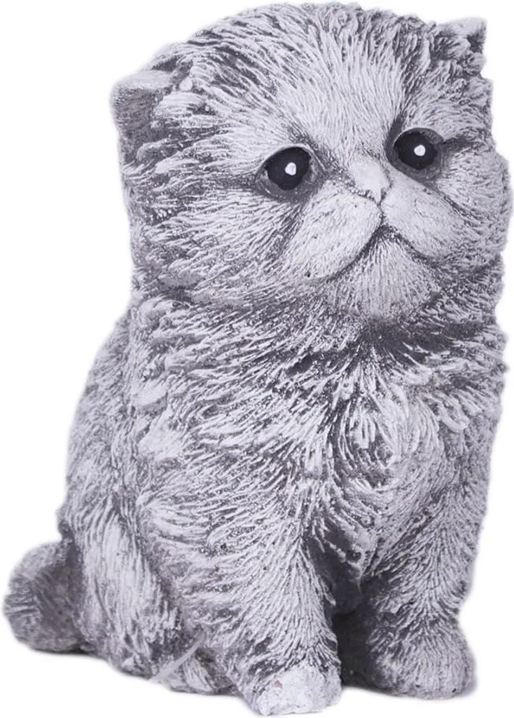 Figurine chaton gris pour jardin - Déco extérieure résistante sans entretien