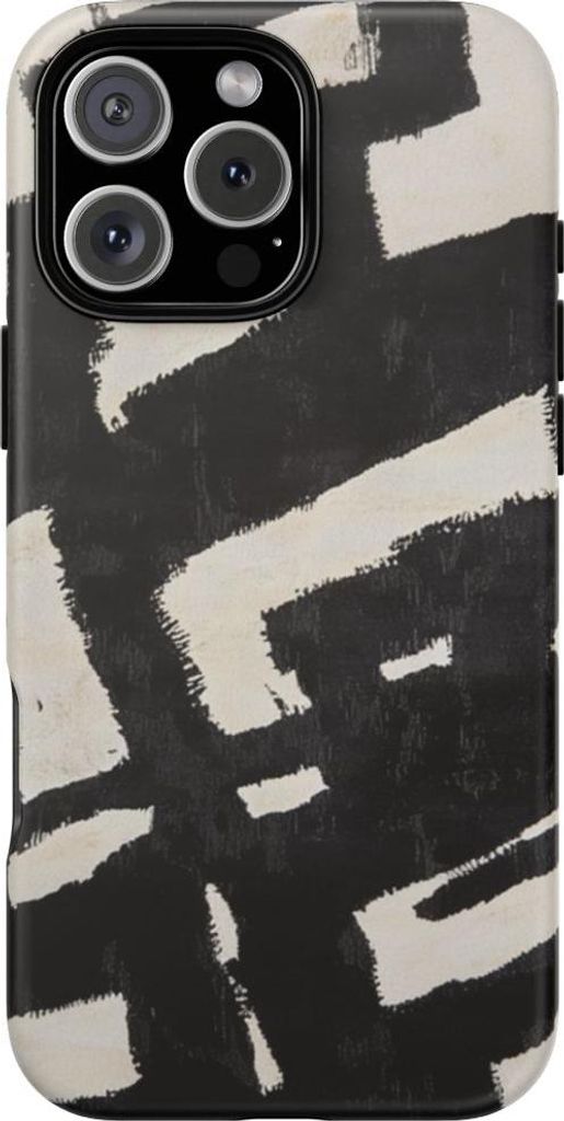 Abstraktes geometrisches Muster in Schwarz und Creme – Hülle Kompatibel mit iPhone 16 Pro Max