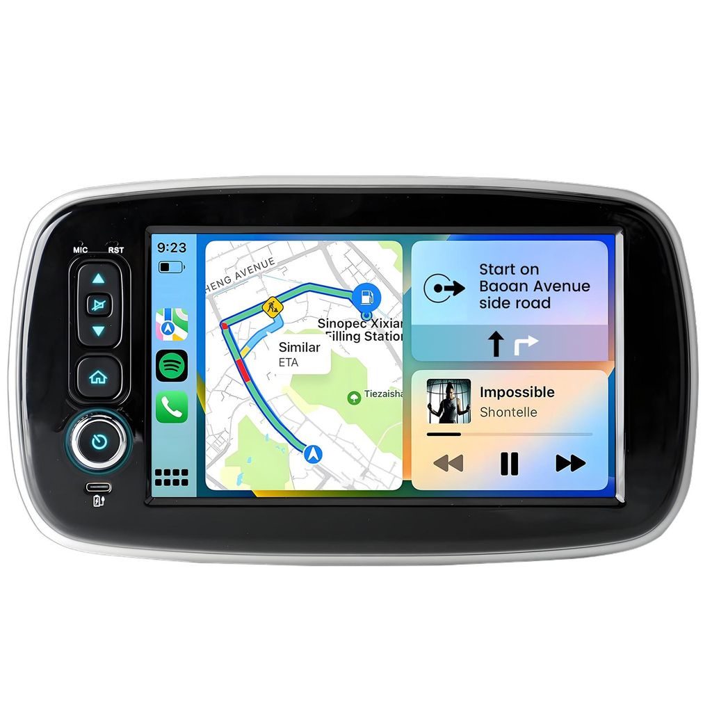 8 zoll Carplay Autoradio Android 15 Für Benz Smart Fortwo/Forfour 453 2014-2022 GPS Navi WIFI BT DAB+ SWC USB Type-C 2+64GB