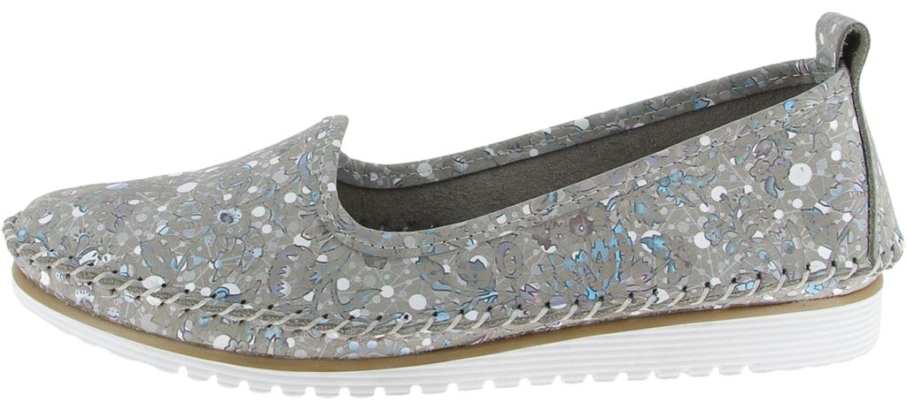 Andrea Conti Damen Slipper aus Leder mit floralem Muster 0021021, Größe:41 EU, Farbe:Grau