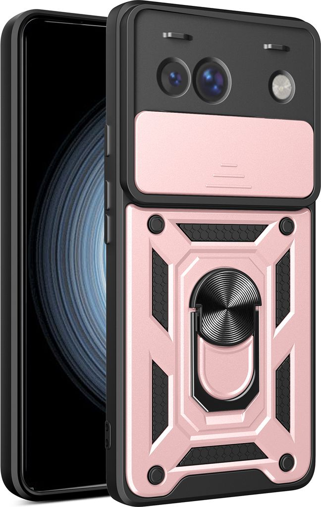 Hülle für Google Pixel 9 /Pixel 9 Pro Magnetische Ring Ständer Halter Dia Kameraschutz TPU Bumper Silikon Schutzhülle Rosa