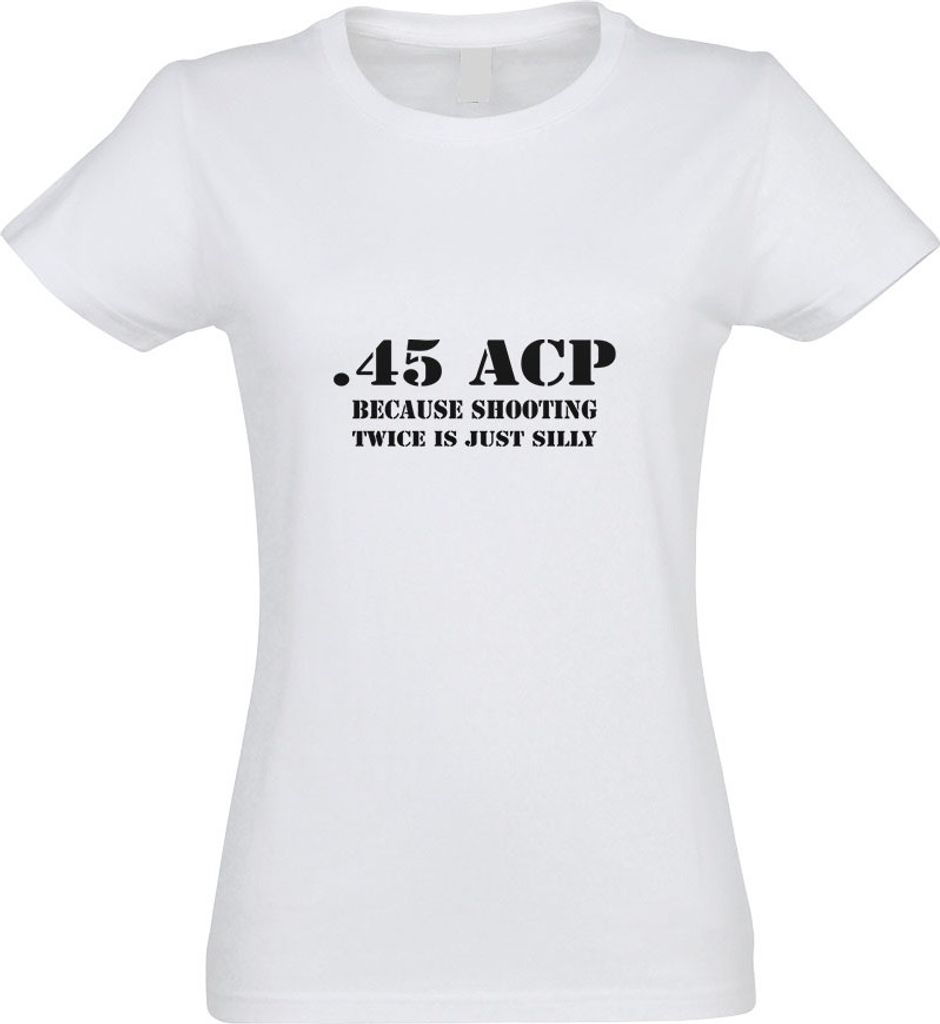 Kiwistar - T-Shirt tailliert - Damen - Weiss - 45 ACP - mit Motiv Bedruckt - Funshirt Design - Sport - Freizeit - Damen - XL