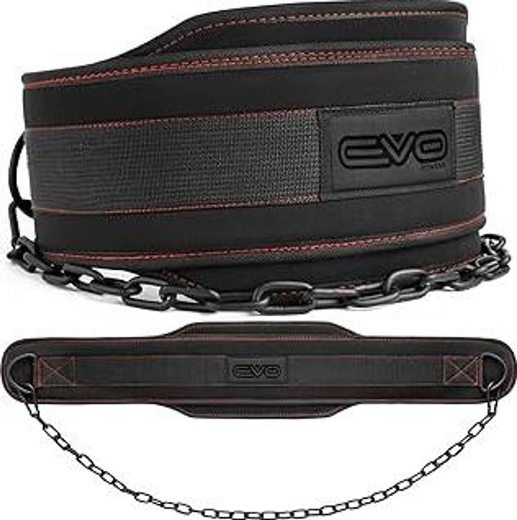 EVO Fitness Dip Gürtel robust 36 verstellbare Kette Gewichthebergürtel 6.25 Rückenstütze Hebegürtel Dip Gürtel Kinn Klimmzüge Männer und Fr...
