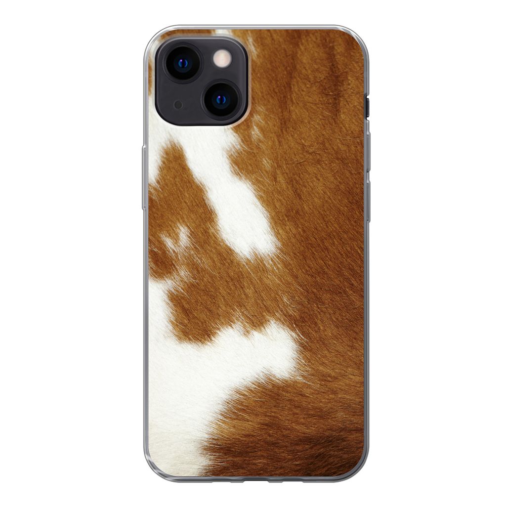 MuchoWow Handyhülle Schutzhülle Hülle für iPhone 13 Eine melierte Kuhhaut Silikon Softcase Handy Hülle - Karteninhaber