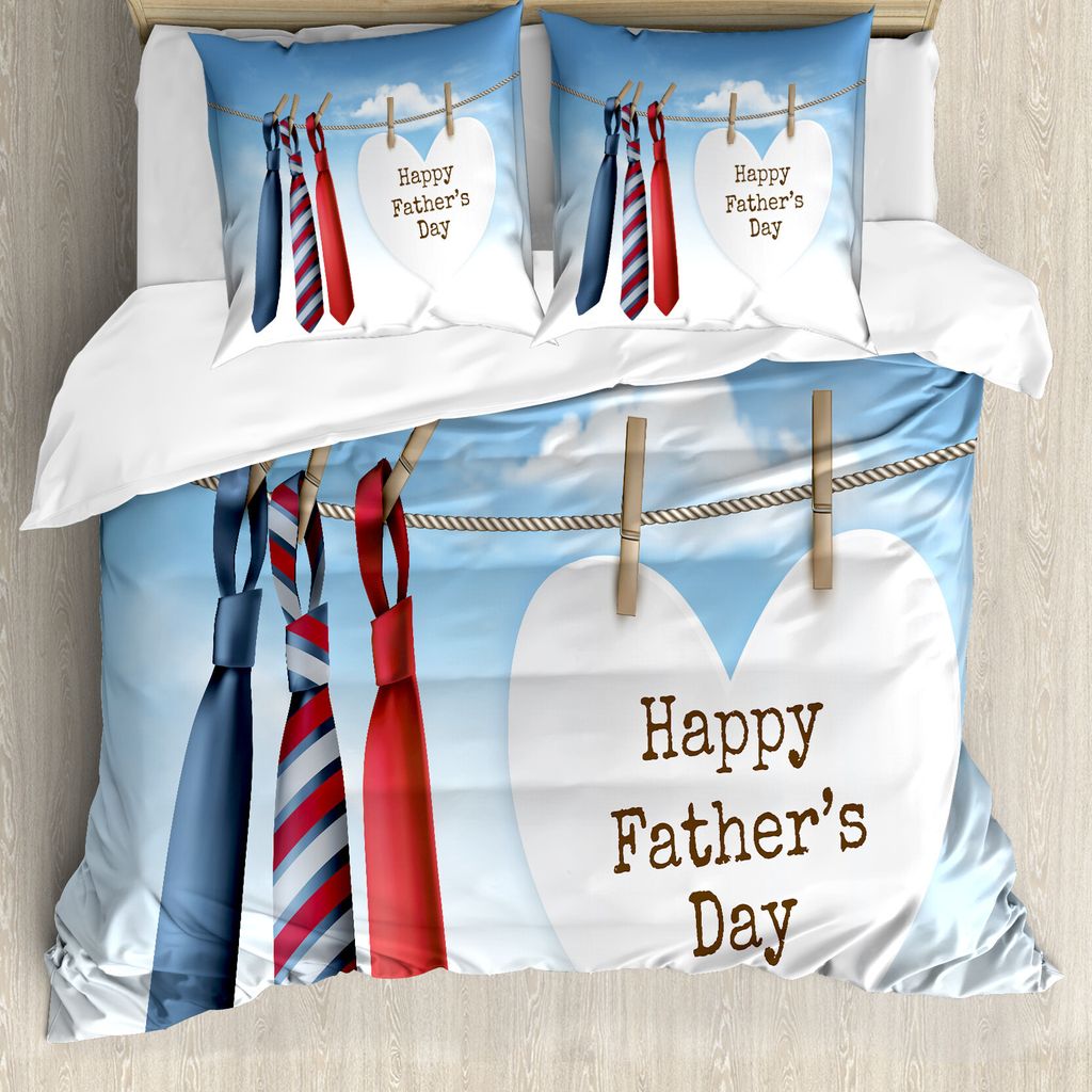 ABAKUHAUS Vatertag Bettbezug Set für Einzelbetten, Krawatten am Seil hängen, Milbensicher Allergiker geeignet mit Kissenbezug, 200 cm x 200 cm - ...