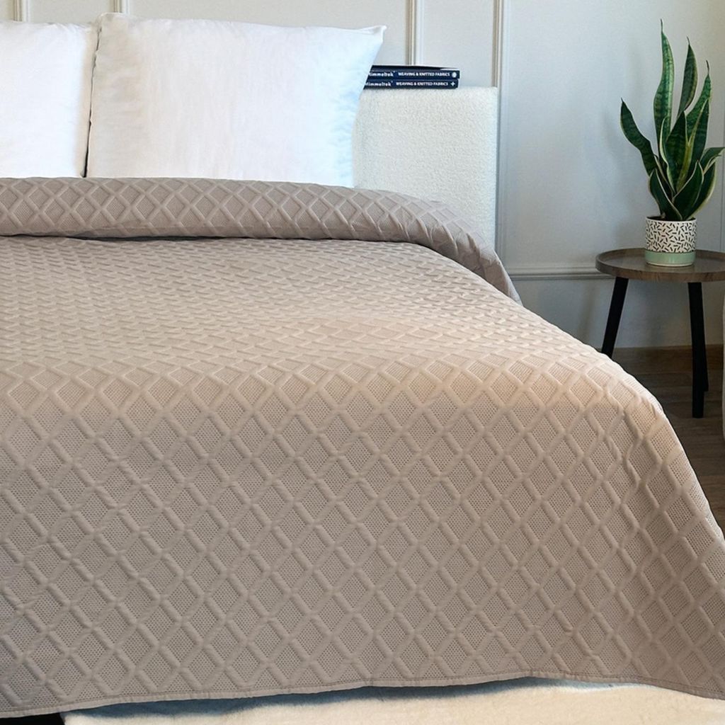 Narzuta Ma Łóżko Kapa Pled Parla 3D Taupe 220x240 cm Zdjęcie produktu 