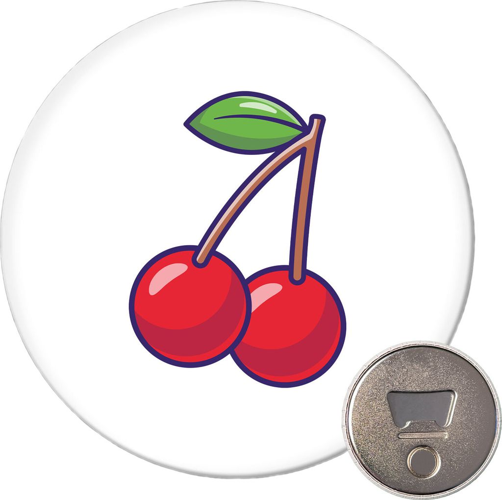 Huuraa Magnet Kirsche Comic 59mm Kühlschrankmagnet rund Flaschenöffner Geschenkidee