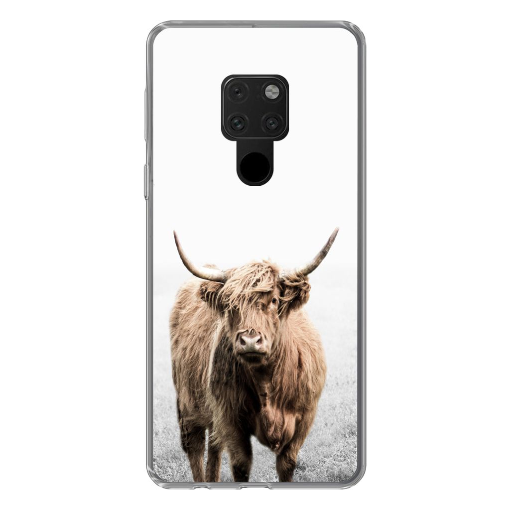 MuchoWow Handyhülle Schutzhülle Hülle für Huawei P40 Lite Schottischer Highlander - Vlies - Kuh Silikon Softcase Handy Hülle - Handy